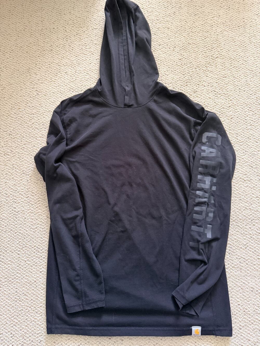 Carhartt Force Mens S Black Jersey Hoodie Tee Sleeve Logo Workwear 106654